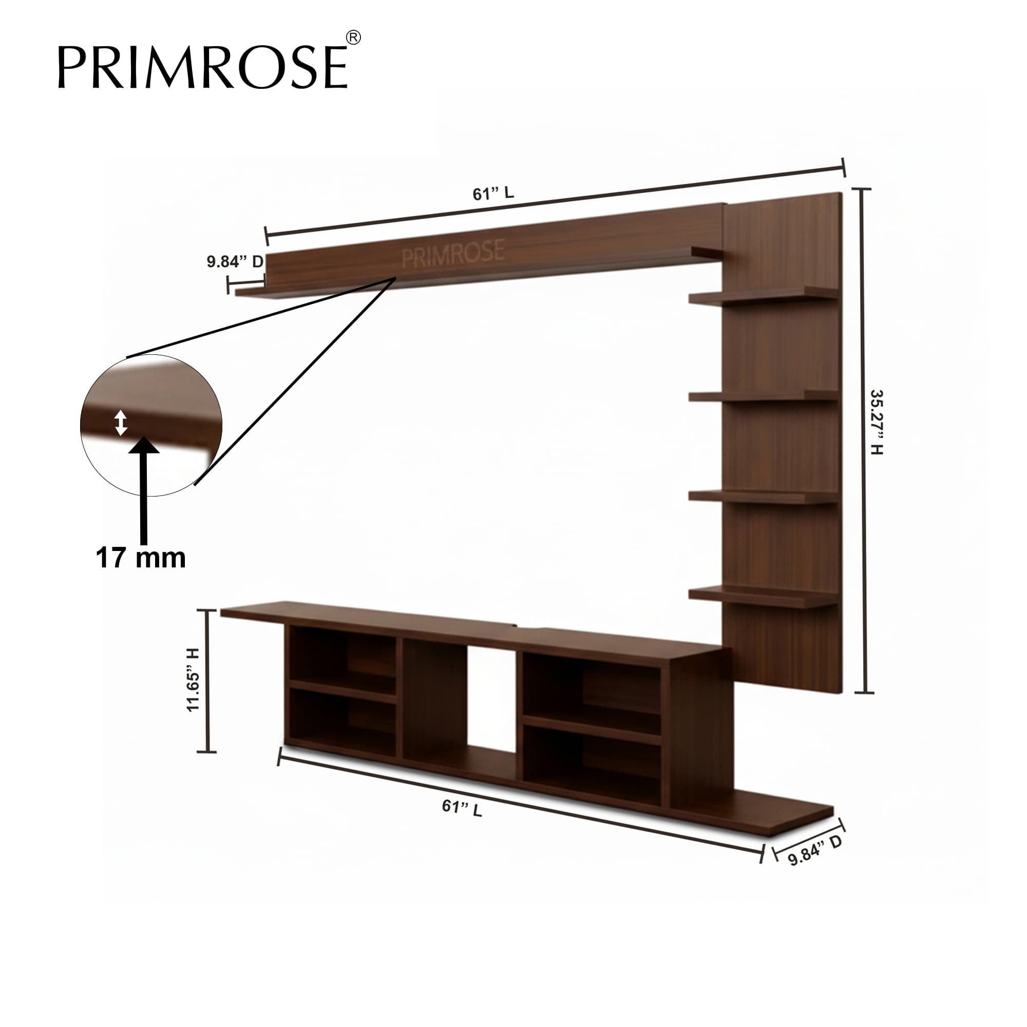 PrimRose TV103 Wall Mounted, Cabinet for Wall view 8