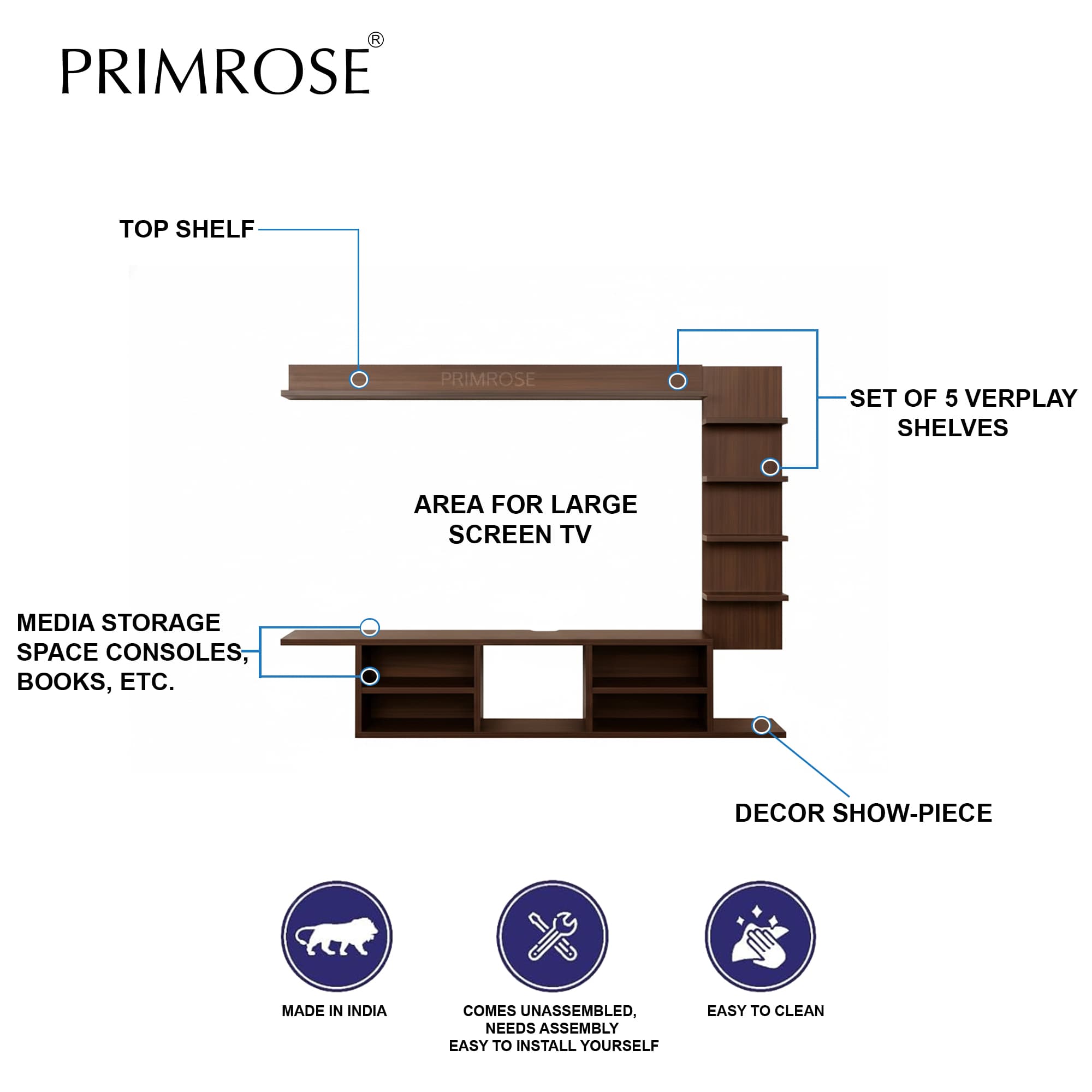 PrimRose TV103 Wall Mounted, Cabinet for Wall view 9