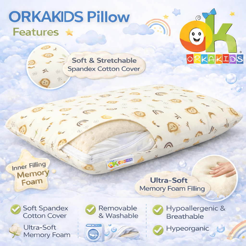 Orka Kids Memory Foam Pillow for Sleep Lion Toddler view 5